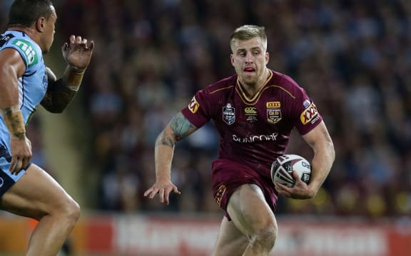 Cameron Munster of QLD attacks during the State of Origin rugby league, game 3 decider, Queensland v New South Wales, Suncorp Stadium, Brisbane, Australia. 12 July 2017. Copyright Image: Tertius Pickard / www.photosport.nz