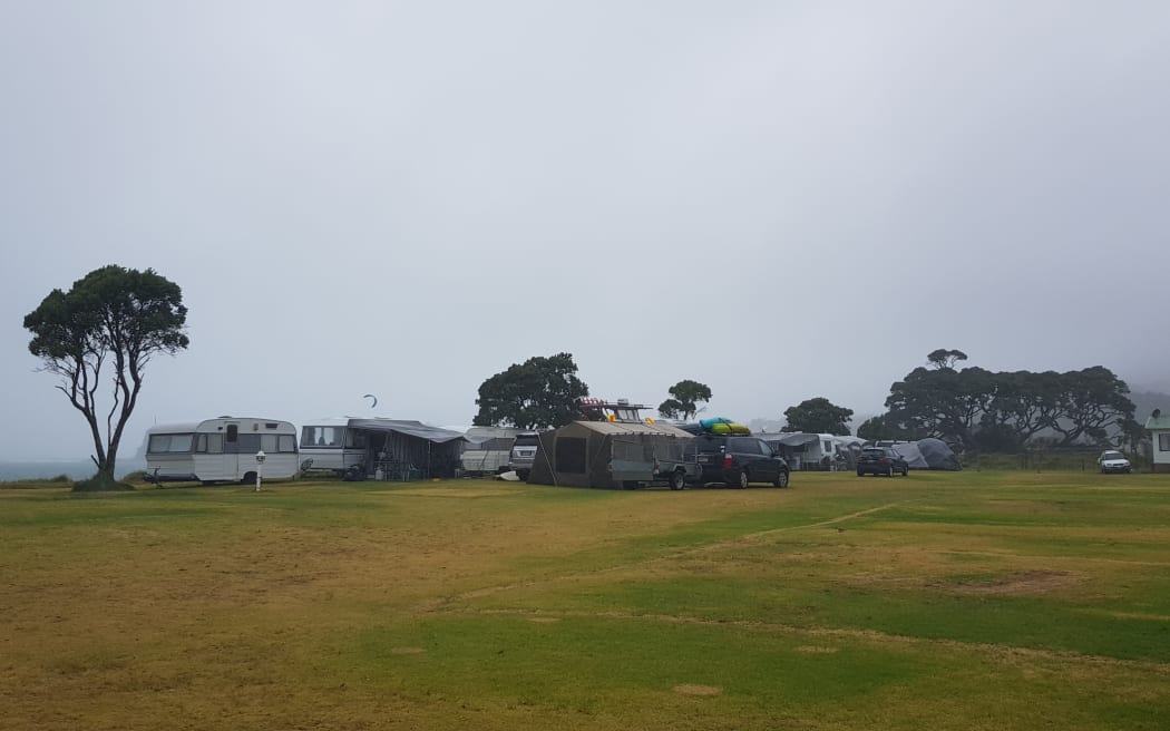 Bland Bay campground - most campers left the site in Northland after heavy rain and gales lashed the region.