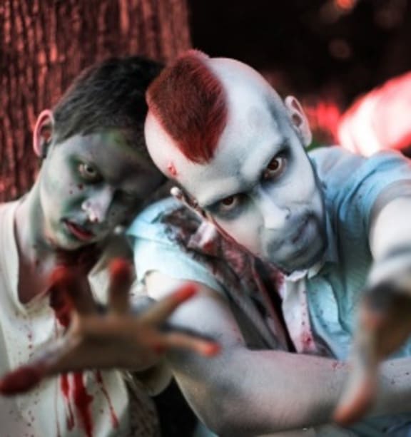 Dressing up as a zombies is popular on Halloween.