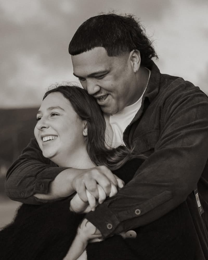 All Blacks prop Tamaiti Williams with partner Alice Weir.