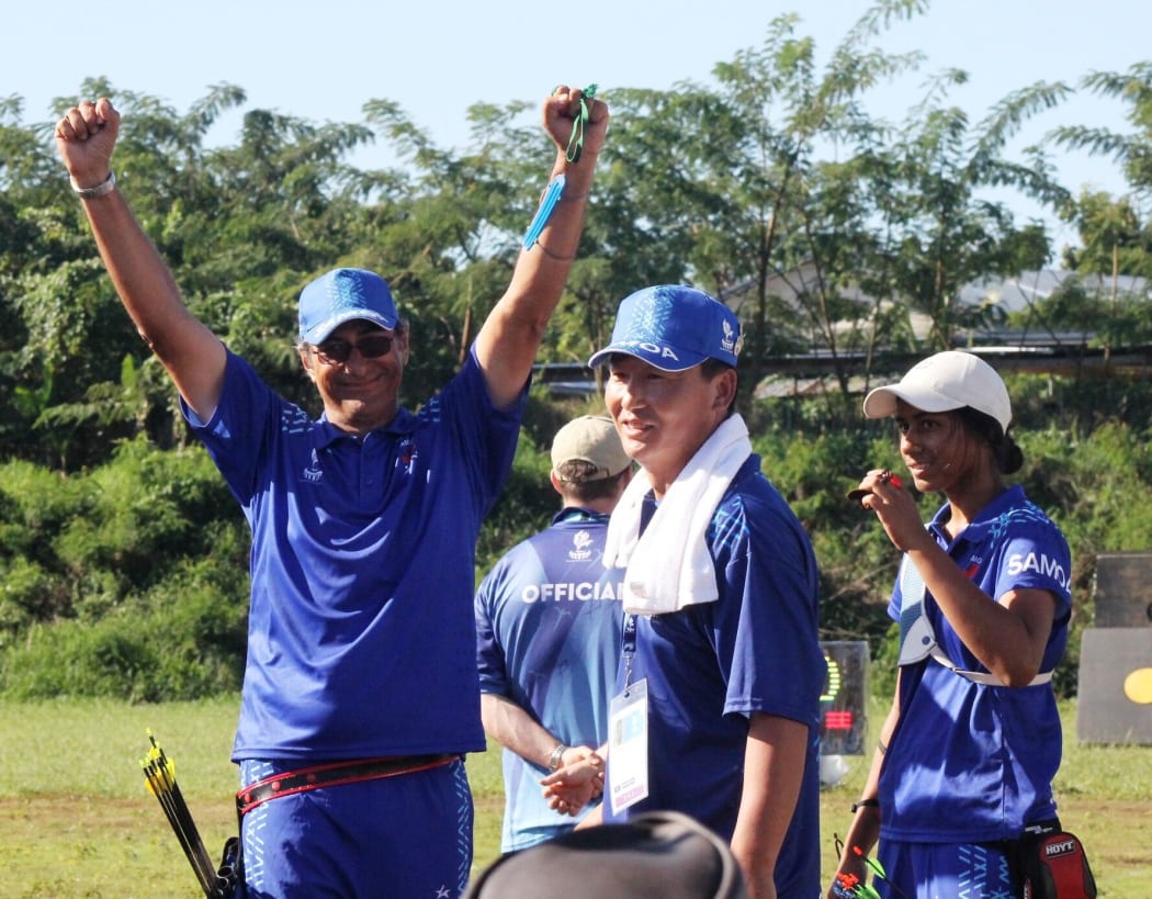 Jil Walter and her dad Muaausa Joseph Walter to win gold in archery.