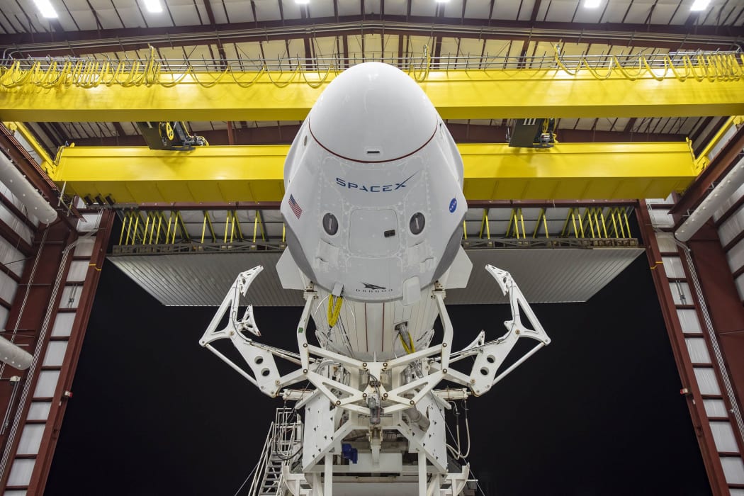 In this image released by Space X, the Crew Dragon spacecraft and the SpaceX Falcon 9 rocket are pictured at Launch Complex 39A on May 21, 2020.