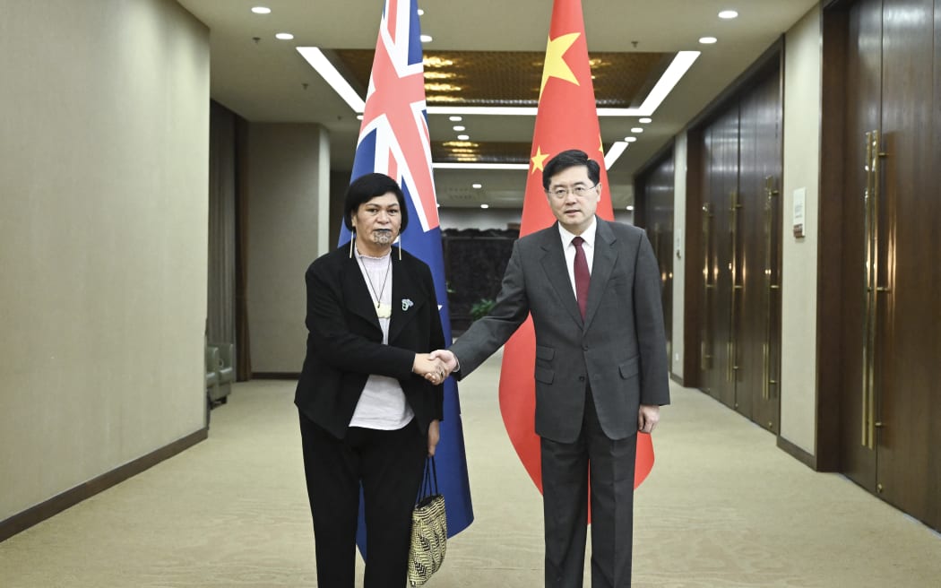 (230324) -- BEIJING, March 24, 2023 (Xinhua) -- Chinese State Councilor and Foreign Minister Qin Gang meets with visiting New Zealand Foreign Minister Nanaia Mahuta in Beijing, capital of China, March 24, 2023. (Xinhua/Yan Yan) (Photo by Yan Yan / XINHUA / Xinhua via AFP)