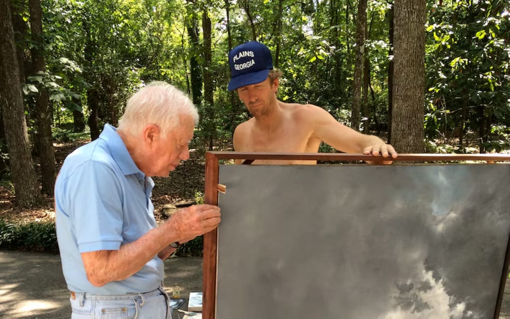 Jimmy Carter was initially sceptical of Stephen Reynolds, but the Aussie artist won him over. (Supplied: Sarah Reynolds)