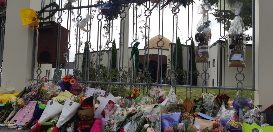 Al Noor Mosque is strewn with flowers and offerings honouring the victims of the terror attack there.
