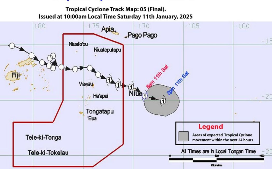 The Tonga metservice has issued its final tracking map for Pita.