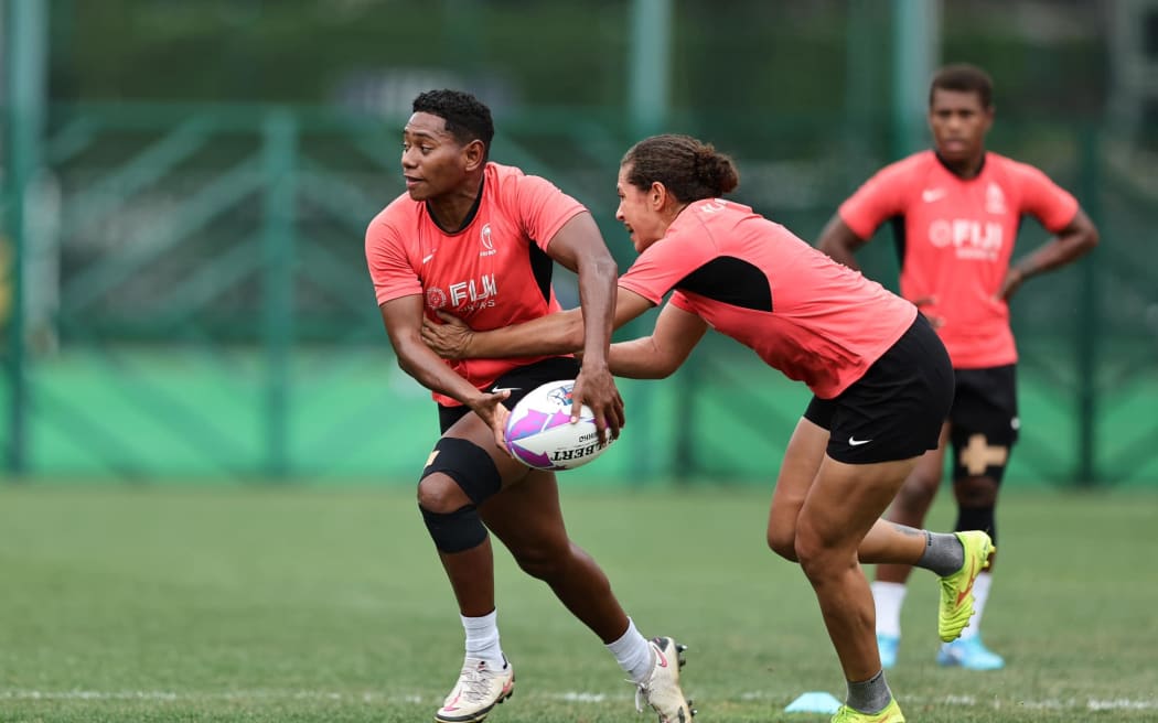 Fiji training session prior to the Cathay/ HSBC Hong Kong Sevens at Happy Valley Recreation Ground on 4 April, 2024 in Hong Kong, China. Photo credit: Mike Lee - KLC fotos for World Rugby
