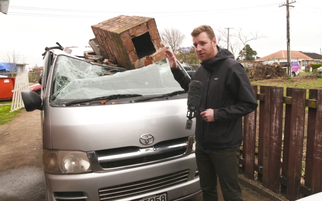 Debris from the tornado that tore through Papatoetoe remains where it landed, days later.