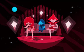 A cartoon showing one person isolated from other, animated people, representing the feeling of being left behind as friends go overseas