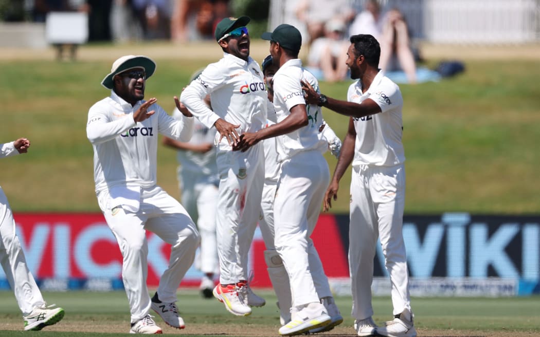 Bangladesh celebrate at bay Oval, 2022.
