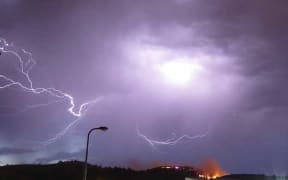 Lightning near Wodonga, Victoria, last night.