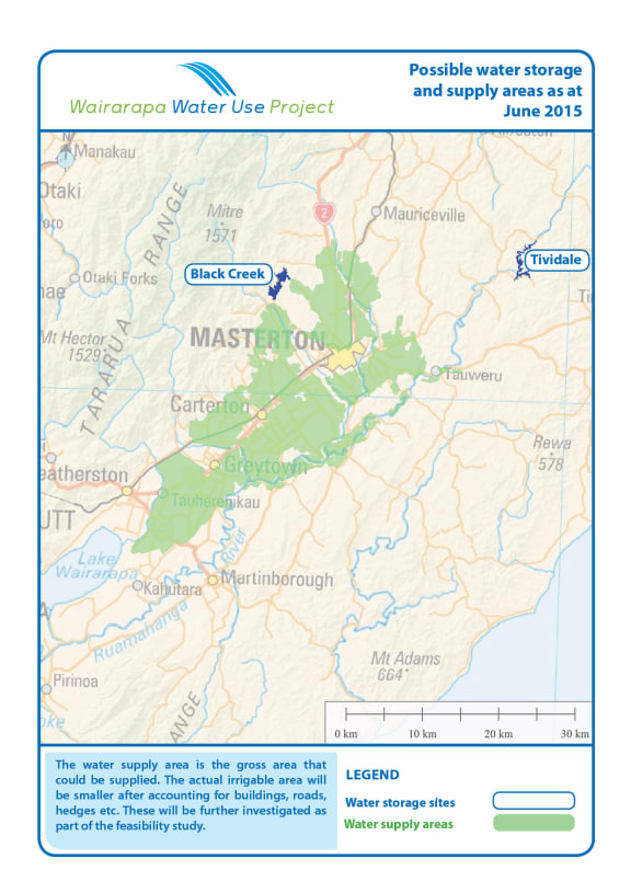The proposed area for the Wairarapa irrigation schemes.