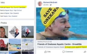 In one email, Wayne Jack asked for legal advice on whether Mr McGrath had breached the code or any other policies after he posted a link to a Givealittle fundraiser for The Friends of Onekawa Aquatic Centre, which is taking legal action against the council over the proposed pool.