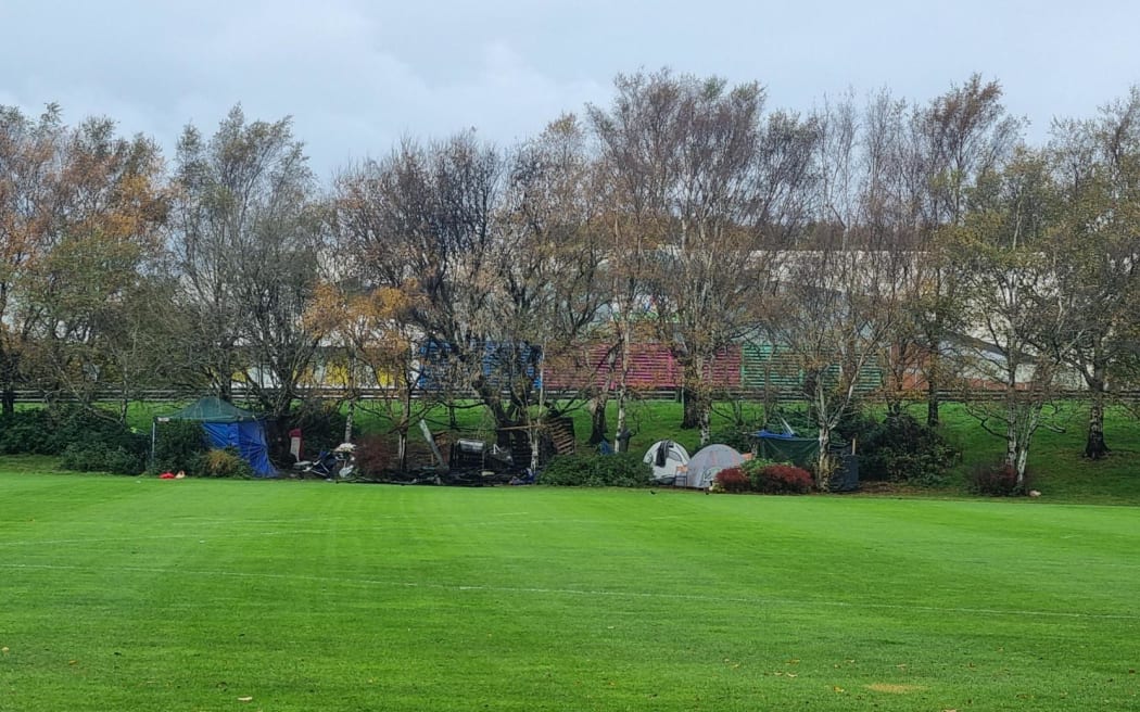 Dunedin oval where fire broke out in homeless camp