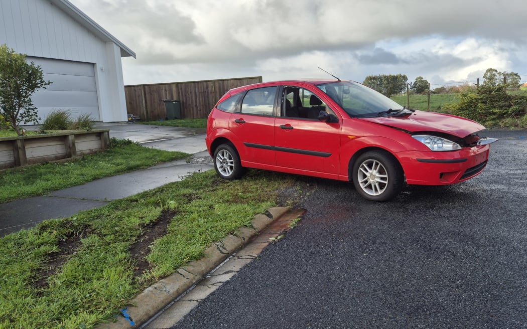 The car was whipped around by the tornado