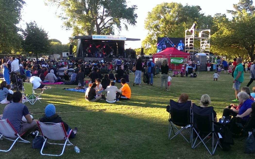 Music and celebrations in Hagley Park in Christchurch as part of New Year's Eve 2014.