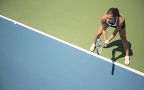 Young woman playing tennis