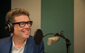 John Campbell in the RNZ Auckland studio recording The Mixtape.