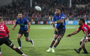 Hoskins Sotutu during the Super Rugby Pacific match, Crusaders v Blues.