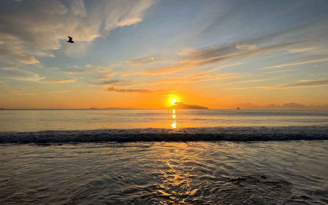 Sunrise over Taranga Island, in the Hen and Chicken Islands off Bream Bay.