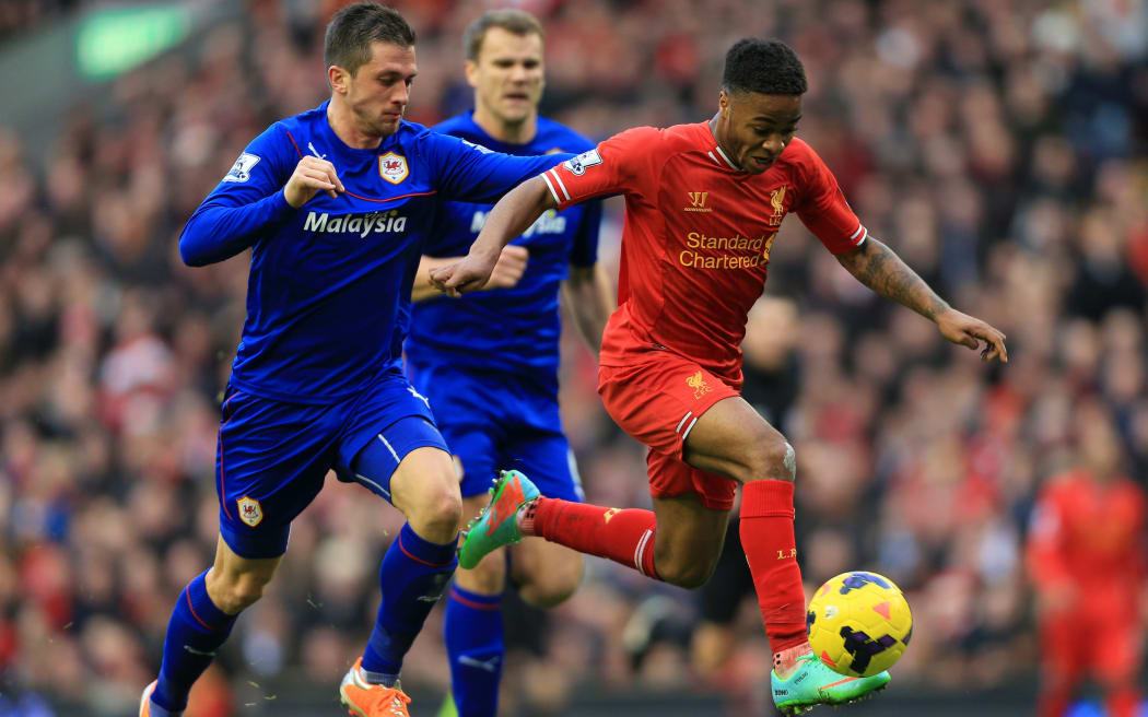 Raheem Sterling of Liverpool in action.