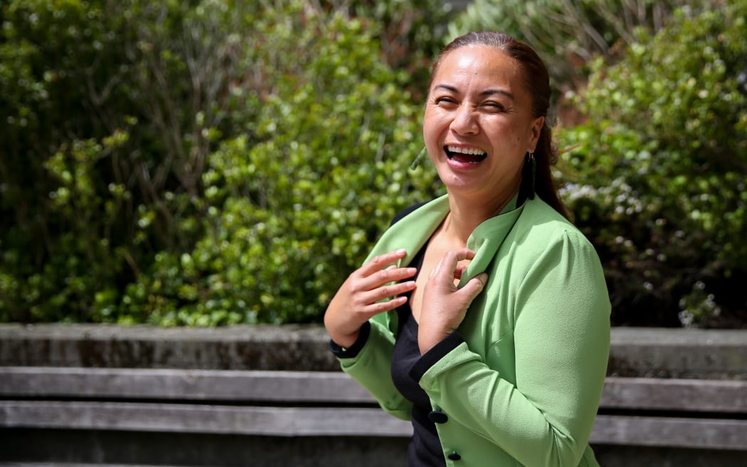 New Green party  MP, Marama Davidson, being battered by Wellington's wind on her first day as a MP.