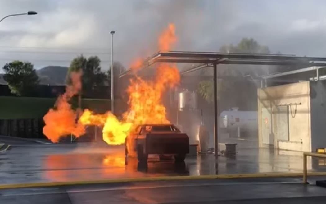 Live fire training at FENZ's national training centre in Rotorua.