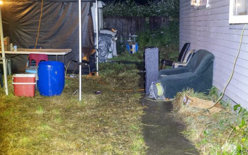 The backyard at the Wharerau house in Stokes Valley where Rawiri Wharerau was killed and his older brother Hemi was injured.