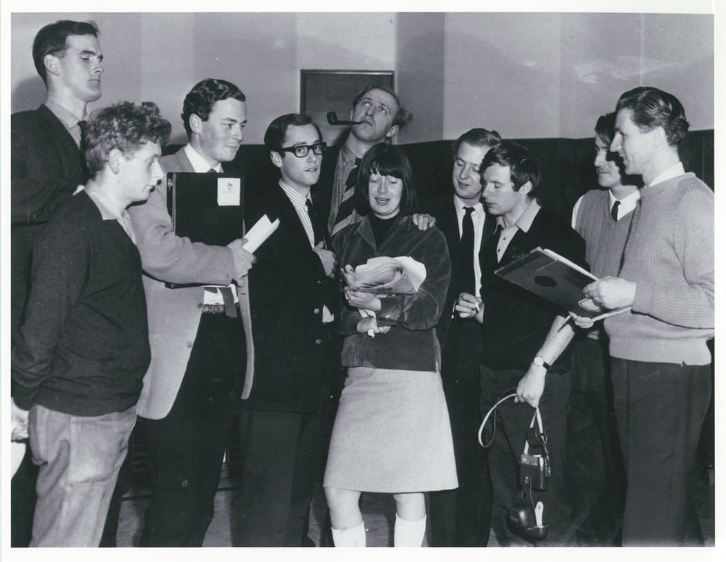 John Cleese, Jonathan Lynn, Humphrey Barclay, David Hatch, Graeme Chapman, Jo Kendall, Tim Brooke-Taylor, Bill Oddie, Don Hamlen (NZBC Sound engineer), Peter Downes (NZBC Producer). Years later most of them were to become household names in British comedy.