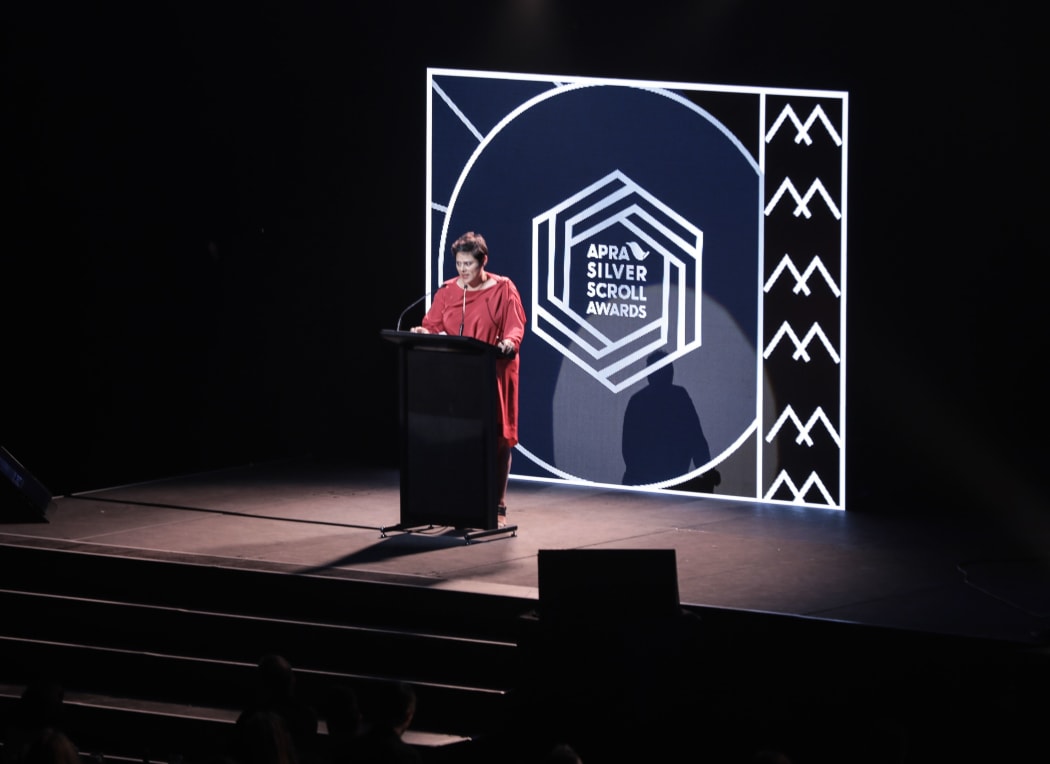 Anika Moa presenting the 2018 APRA Silver Scroll Awards.