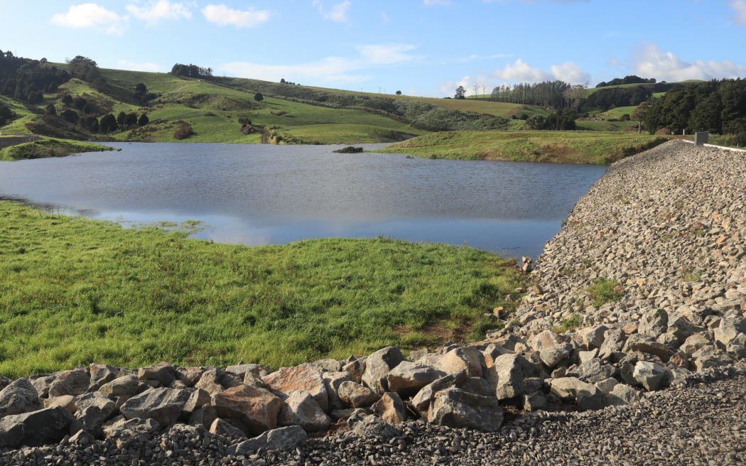 The then newly-opened Matawii Dam near Kaikohe had some way to go to hold 750,000cu m, the equivalent of about 300 Olympic-sized swimming pools. It was New Zealand's first project built under then Covid-19 fast-tracked legislation.