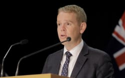 Prime Minister Chris Hipkins speaks to the media