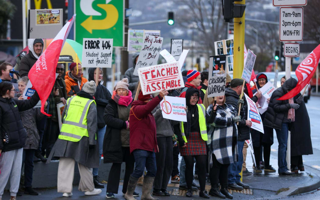 Teachers strike in Christchurch.