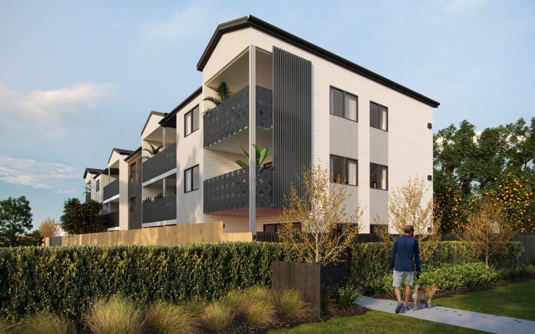 Kāinga Ora’s original plans for a three-storey public housing complex on Clark Rd in Kerikeri