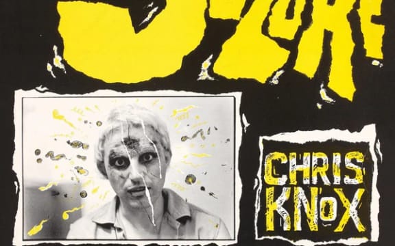 The album cover for Seixure by Chris Knox shows his name, a black and white portrait and the word 'Seizure' written in big yellow wonky letters.