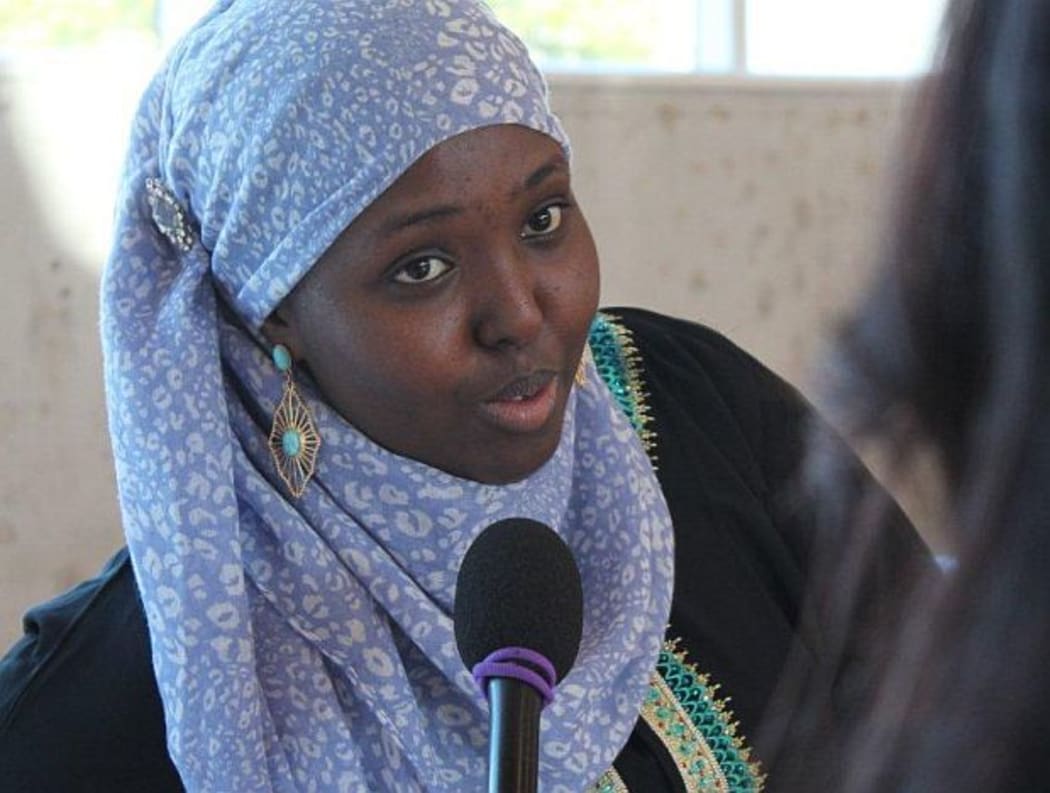Ayan Said, FGM Educator, Somalian Community is interviewed wearing her hijab