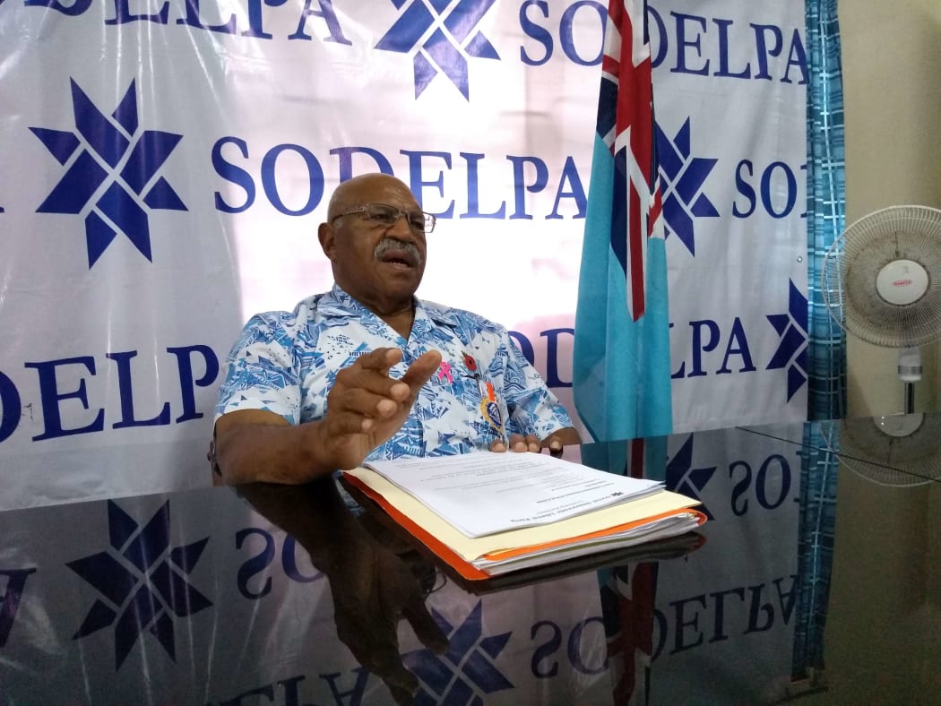The leader of Fiji's opposition SODELPA party Sitiveni Rabuka announces his party's candidates to contest next month's elections.