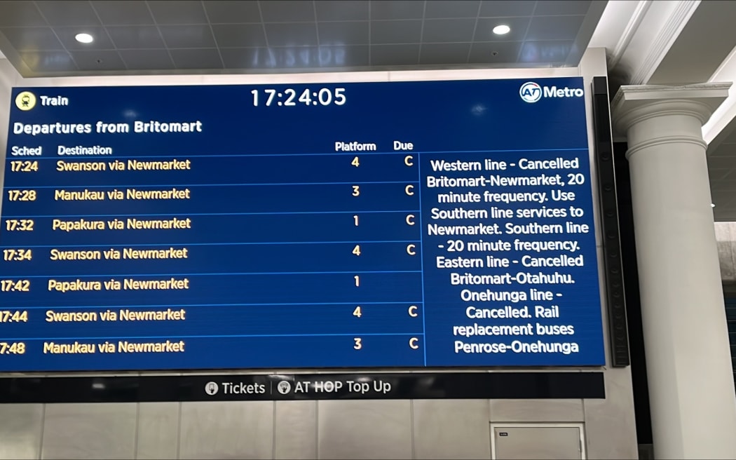 Cancelled train services in Auckland 21/7/23