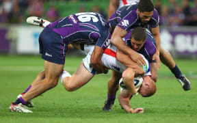 Alex McKinnon just before he landed on his head and neck.