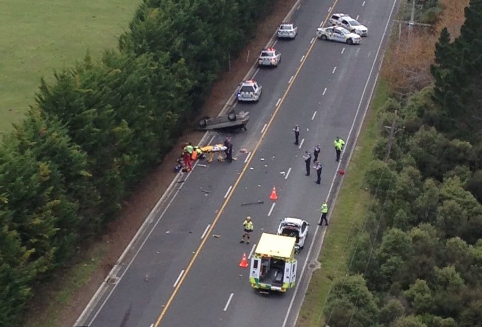 A helicopter was sent to treat the injured at a crash following the police pursuit.