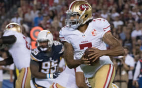 San Francisco 49ers quarterback Colin Kaepernick in action during pre-season
