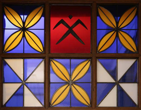 Stained Glass Window at entrance to Pacific Committee Room