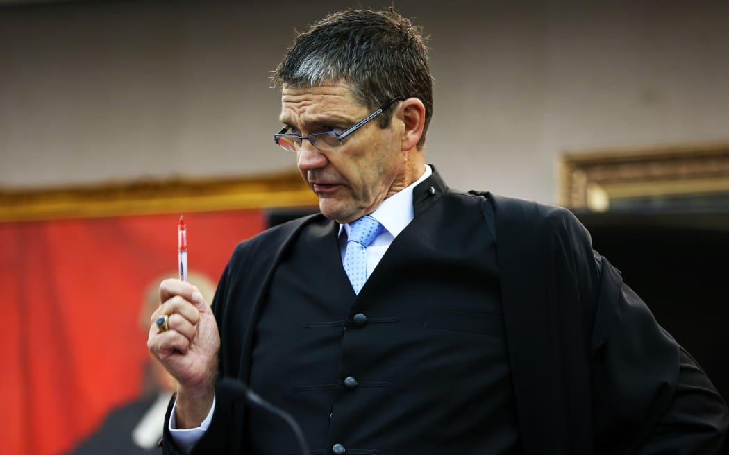 Crown prosecutor Philip Morgan QC, opens the trial.