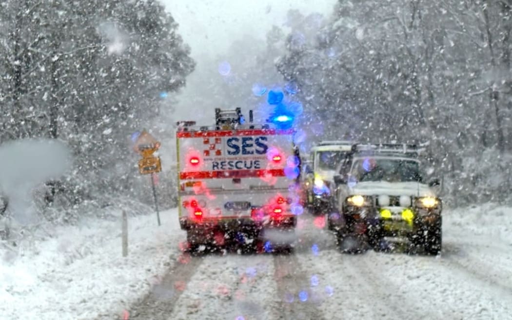 Several sections of the New England Highway were closed by snowfall on Saturday.