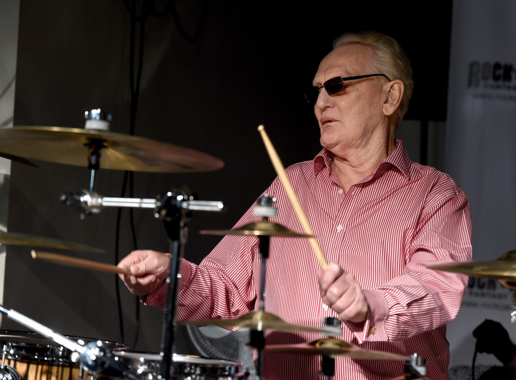 Musician Ginger Baker of Cream performs at the Rock 'N' Roll Fantasy Camp at AMP Rehearsal Studios in North Hollywood, California, in 2015.