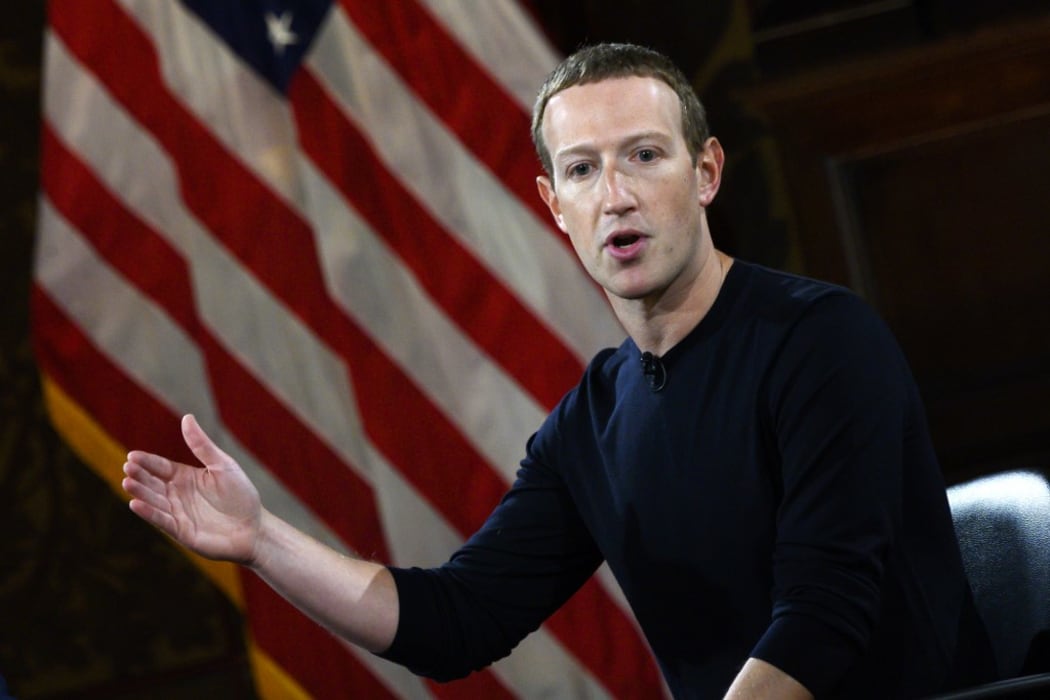 (FILES) In this file photo Facebook founder Mark Zuckerberg speaks at Georgetown University in a 'Conversation on Free Expression" in Washington, DC on October 17, 2019.