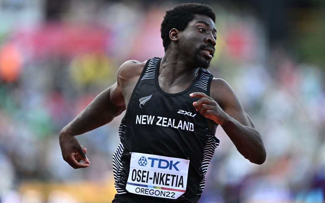 New Zealand sprinter Edward Osei-Nketia at the 2022 World Athletics Championships.