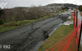 Porirua street sinks by one metre in just one month