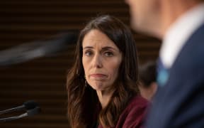 Prime Minister Jacinda Ardern looks on during a Covid-19 coronavirus briefing on 6 May, 2020.
