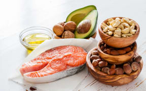 Selection of healthy fat sources, copy space
